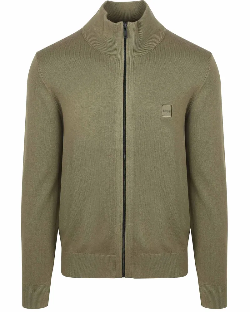HUGO BOSS Kanozip Strickjacke Olivgrün Grün
