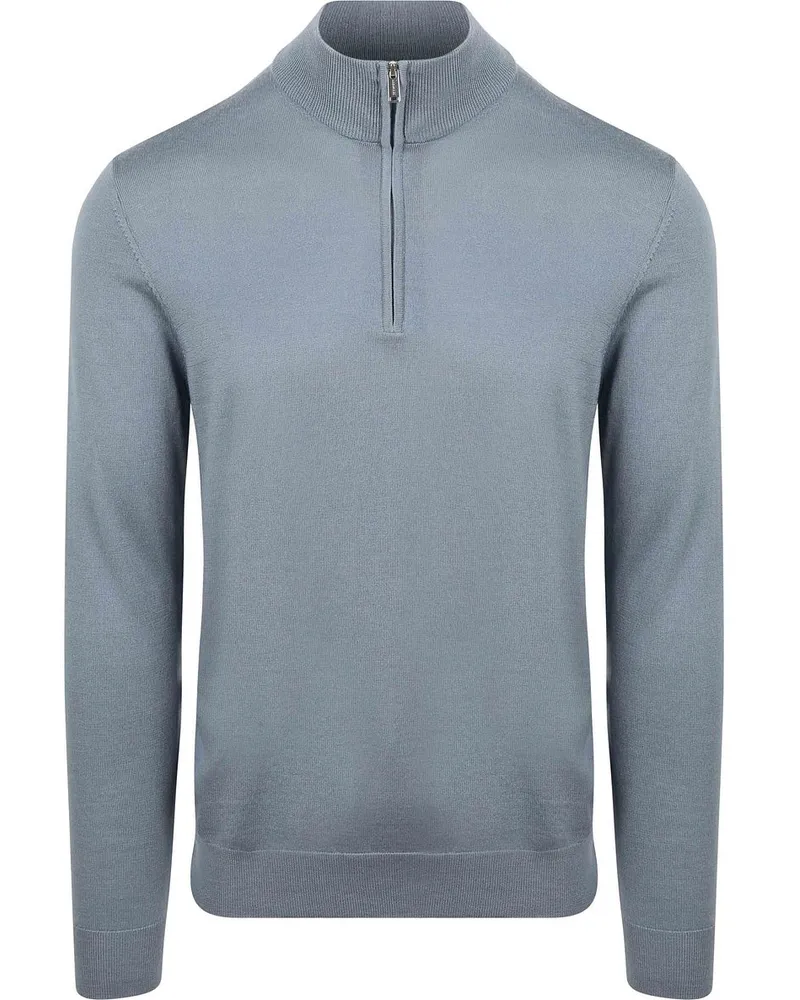 Profuomo Half Zip Pullover Merinowolle Blau Blau