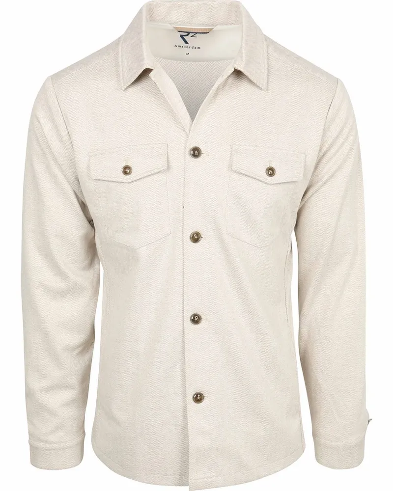 R2 Amsterdam R2 Overshirt Button Herringbone Ecru Beige