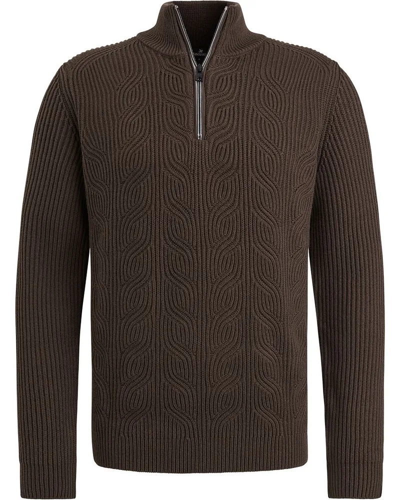 Vanguard Halfzip Pullover Struktur Wool Mix Braun Braun
