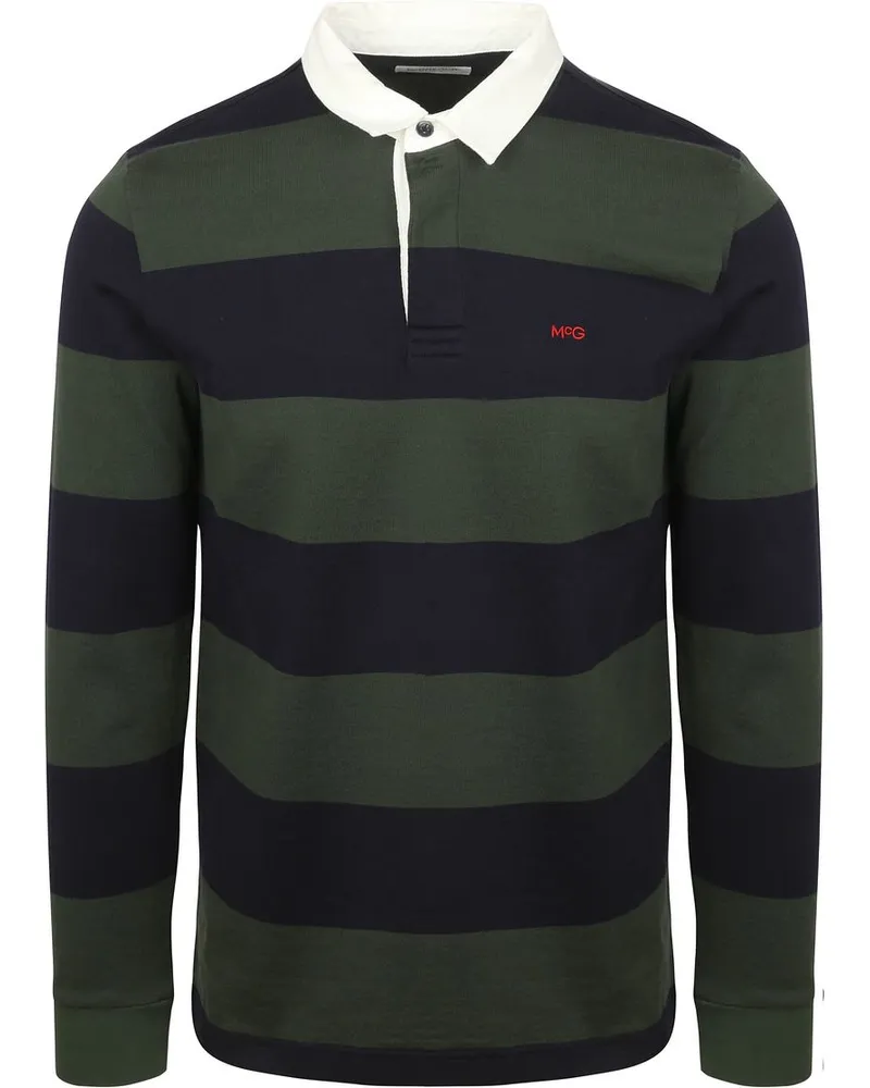 McGregor Rugbyshirt Streifen Navy Olive Dunkelgrün