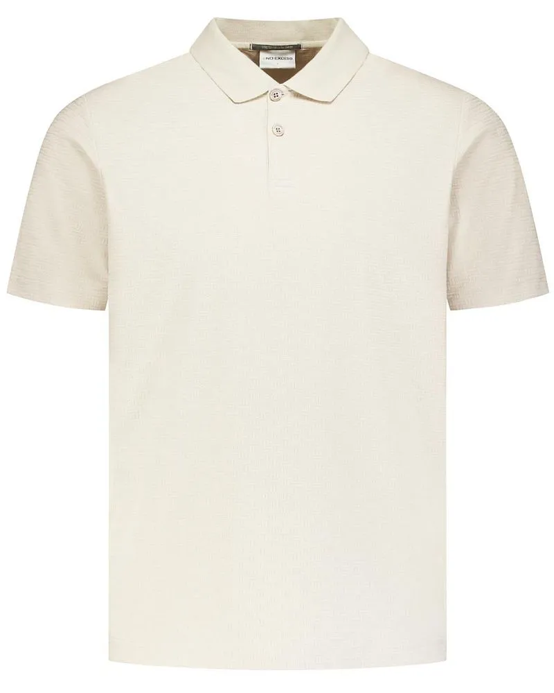No Excess Strick-Poloshirt Struktur Ecru Wollweiß