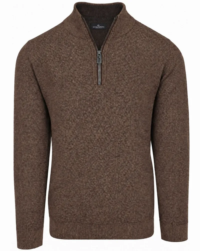 CasaModa Halfzip Pullover Structure Braun meliert Braun