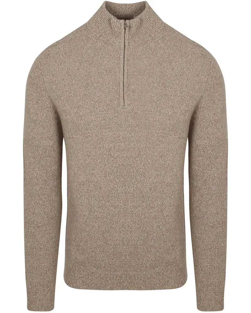 Profuomo Half Zip Pullover Wolle Blend Sand Beige