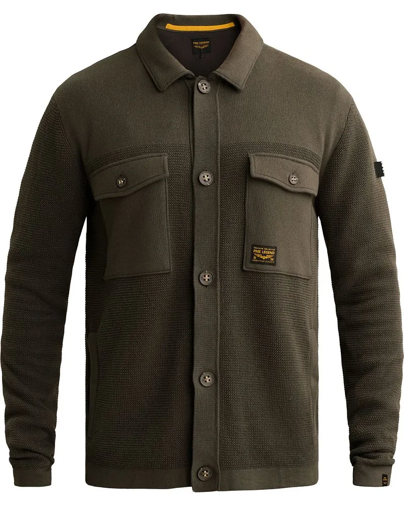PME Legend Mixed Textures Cardigan Beluga Grün