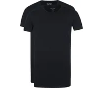 Basic T-Shirt 2er Pack O-Ausschnitt Schwarz