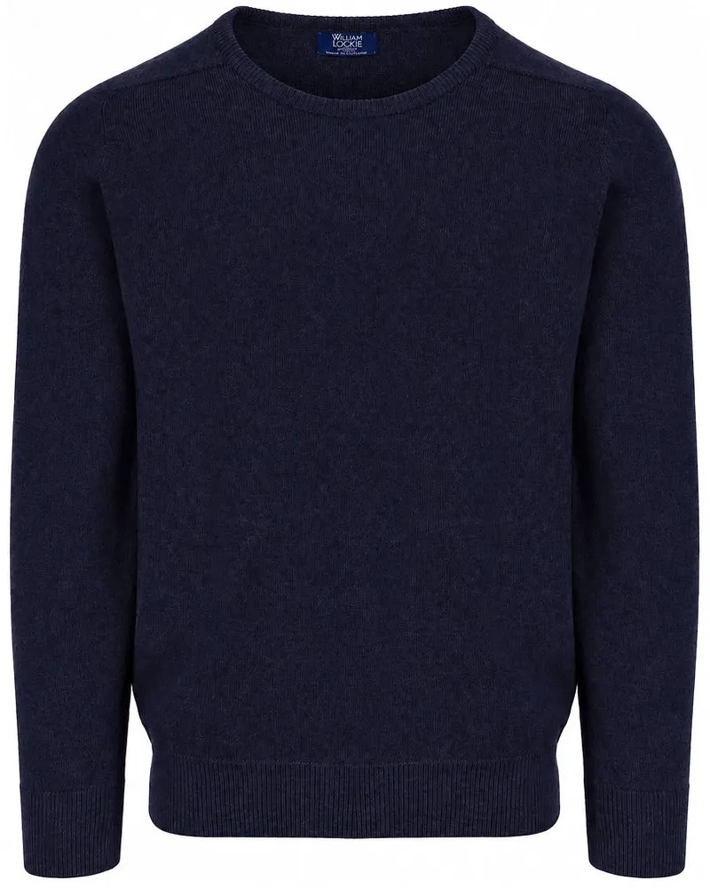 William Lockie Pullover Lammwolle Oxford Blue Dunkelblau