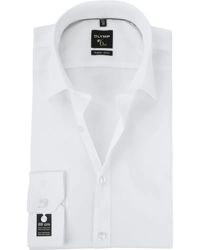 Olymp No'6 six Hemd Skinny Fit Weiß Extra Lange Ärmel Weiß