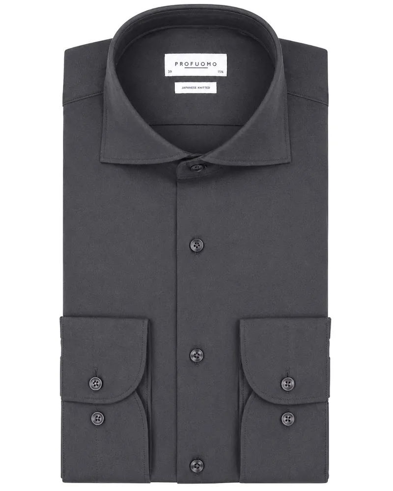 Profuomo Japanese Knitted Hemd Anthrazit Grau