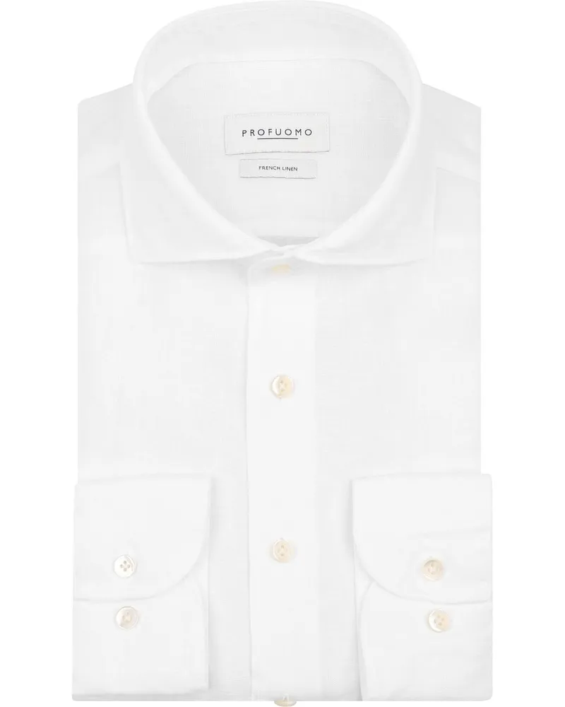 Profuomo Hemd Leinen Weiß Weiß