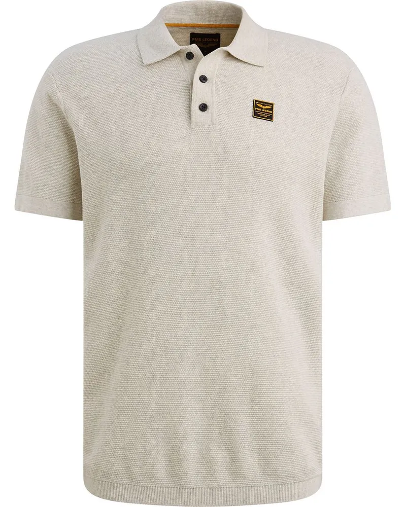 PME Legend Poloshirt Knitted Structure Ecru Grau