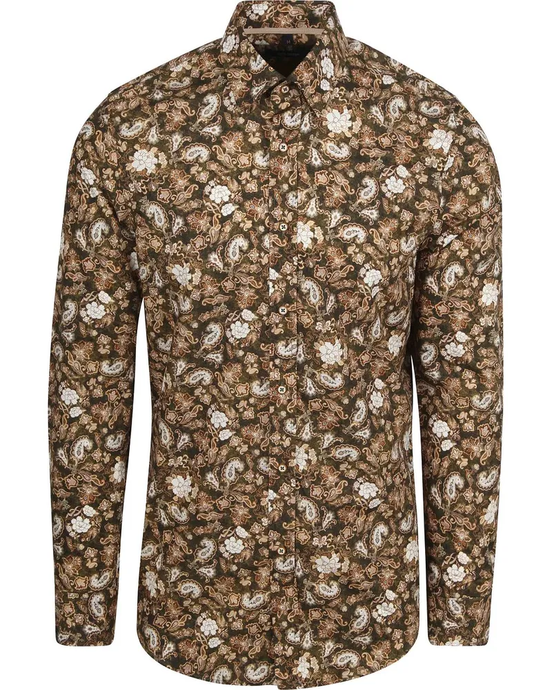 Suitable Hemd Paisley Grün Beige Beige