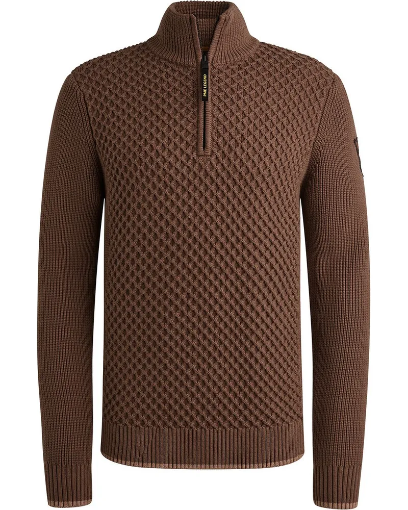 PME Legend Half Zip Structure Sweater Braun Rot