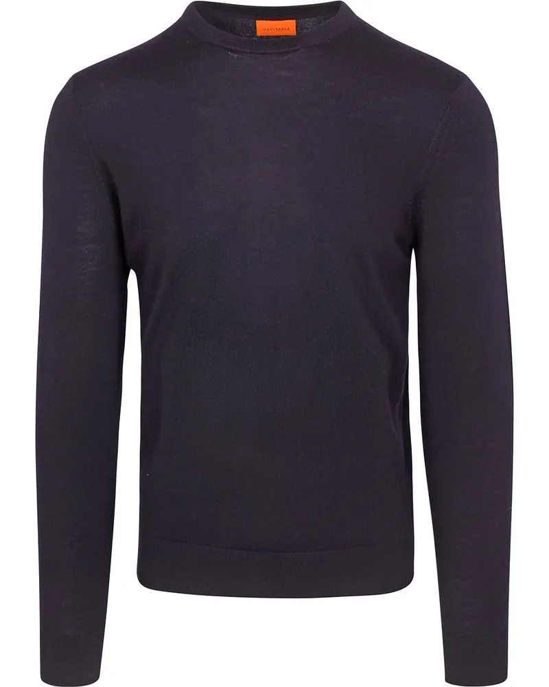 Suitable Merino Rundhalspullover Dunkelblau Dunkelblau