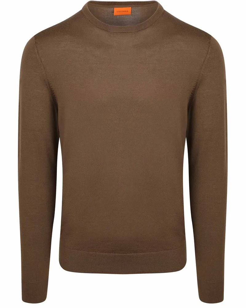 Suitable Merino Pullover Taupe Taupe
