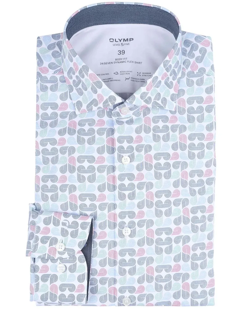Olymp Hemd Level 5 Druck Multicolour Blau