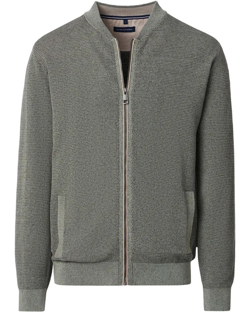 CasaModa Strickjacke Zip Structure Grün Grün