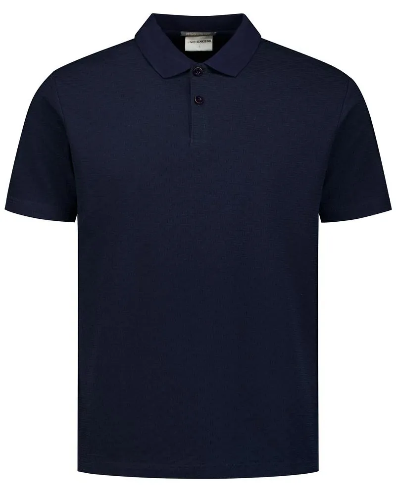 No Excess Strick-Poloshirt Struktur Marine Blau