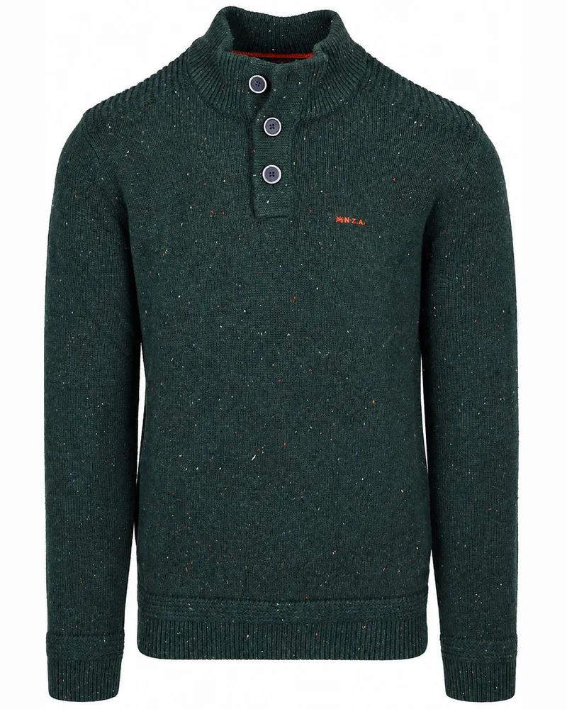 New Zealand Auckland NZA) Pullover Mocker Eltham Strick-Melange in Dunkel-Huntergrün Grün