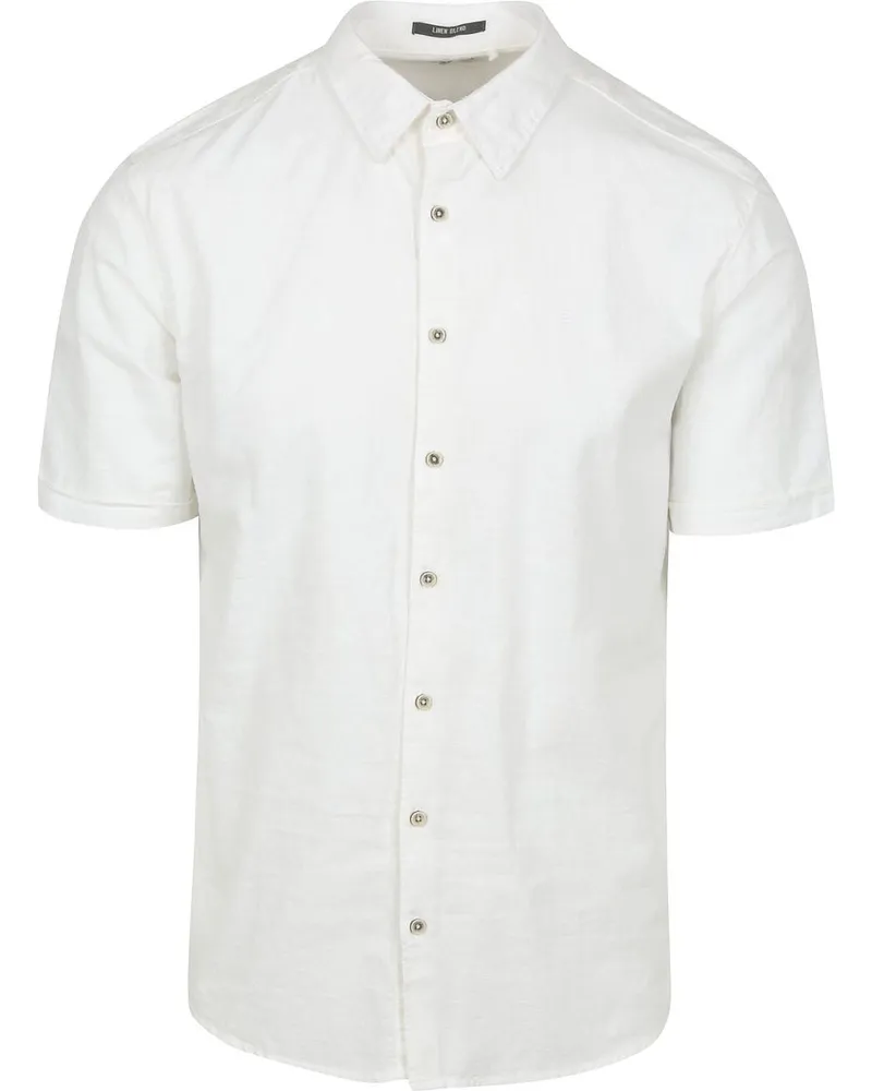 No Excess Short Sleeve Hemd Linen Blend Weiß Weiß