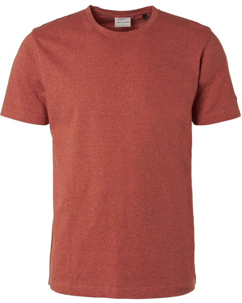 No Excess T-Shirt Streifen Melange Rot Rot