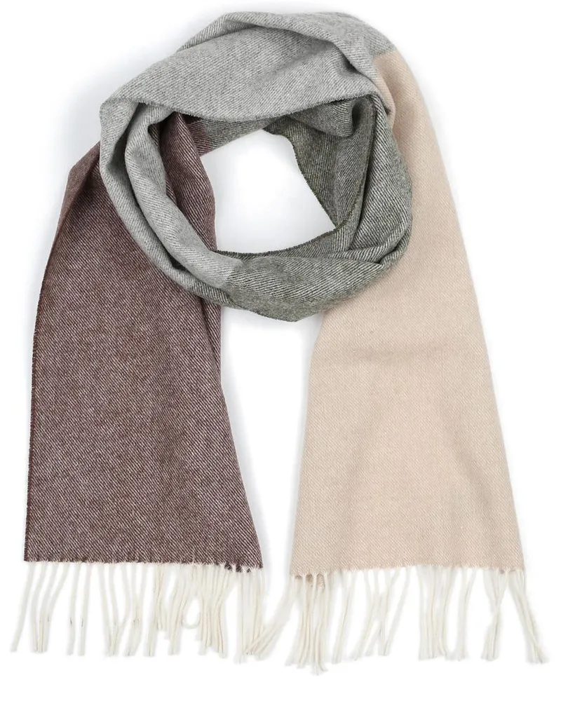 Profuomo Schal Lammwolle Grau Beige Braun Beige