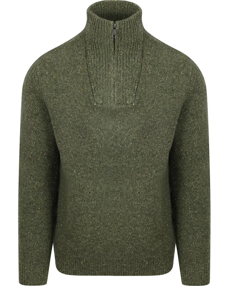 McGregor Half Zip Pullover Lammwolle Blend Olive Grün