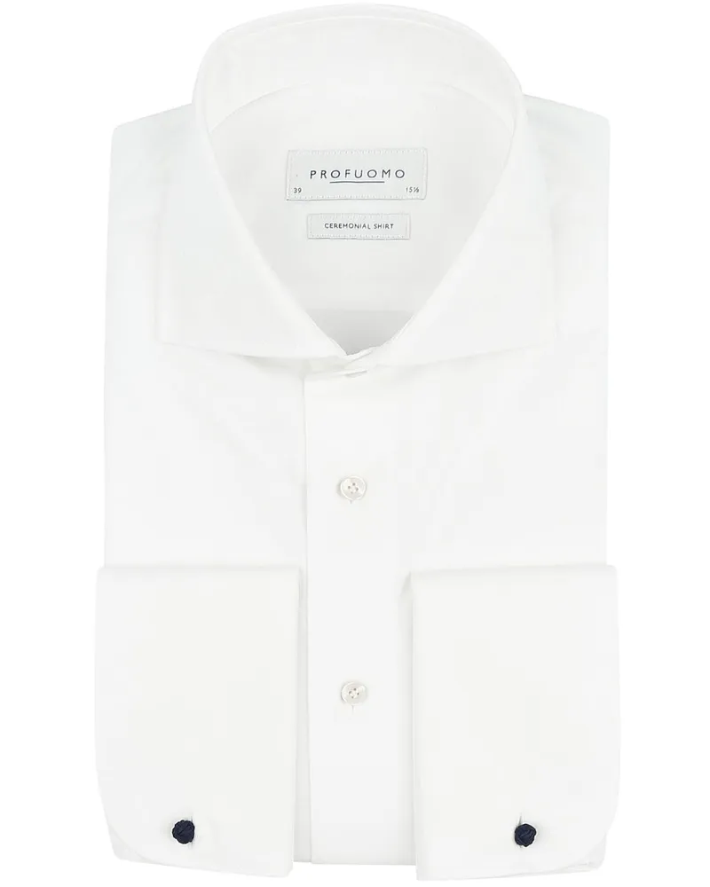 Profuomo Hemd Cutaway Doppel Manschette Off White Wollweiß