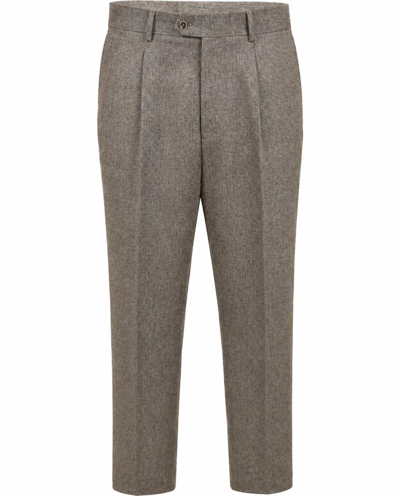 Suitable Hose Straight Pleat Herringbone Beige Beige
