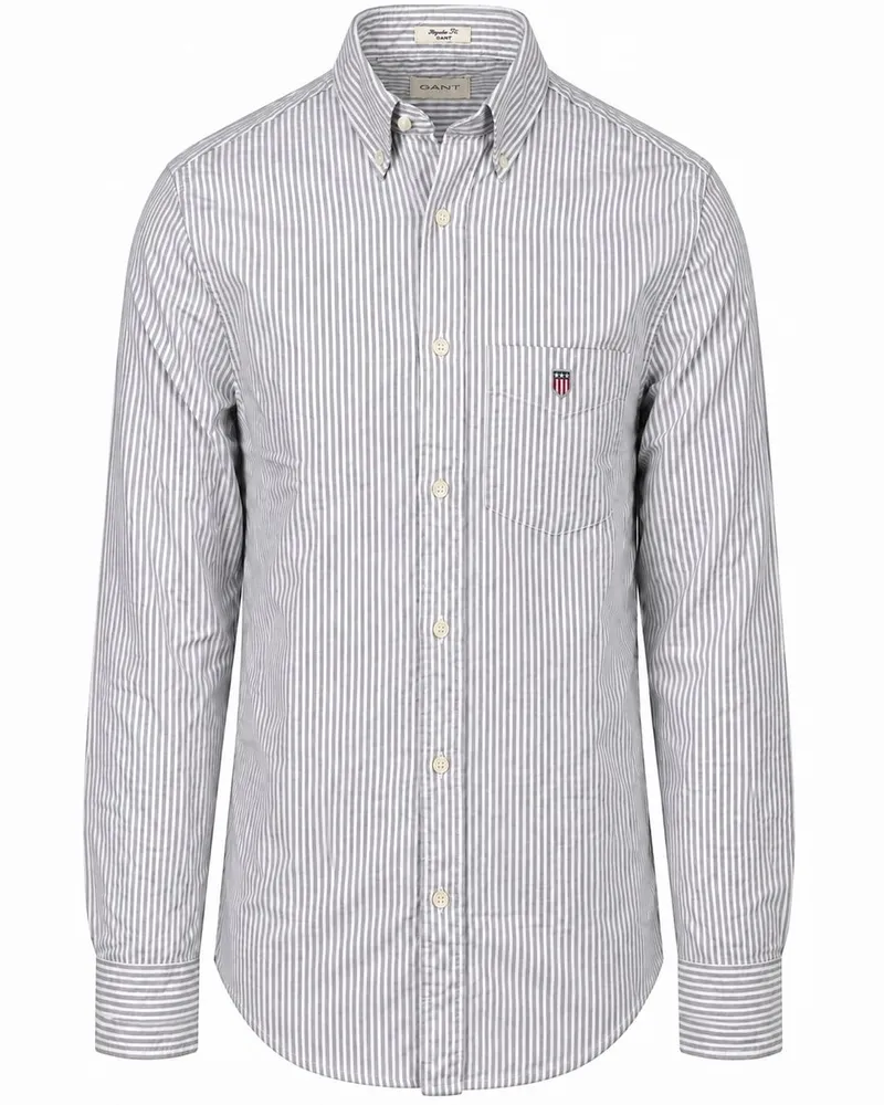 Gant Oxfordhemd Streifen Light Brown Grau