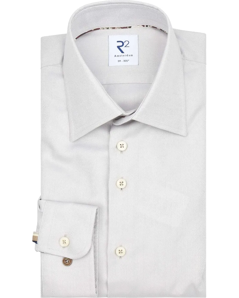 R2 Amsterdam Hemd Fischgrat Beige Beige