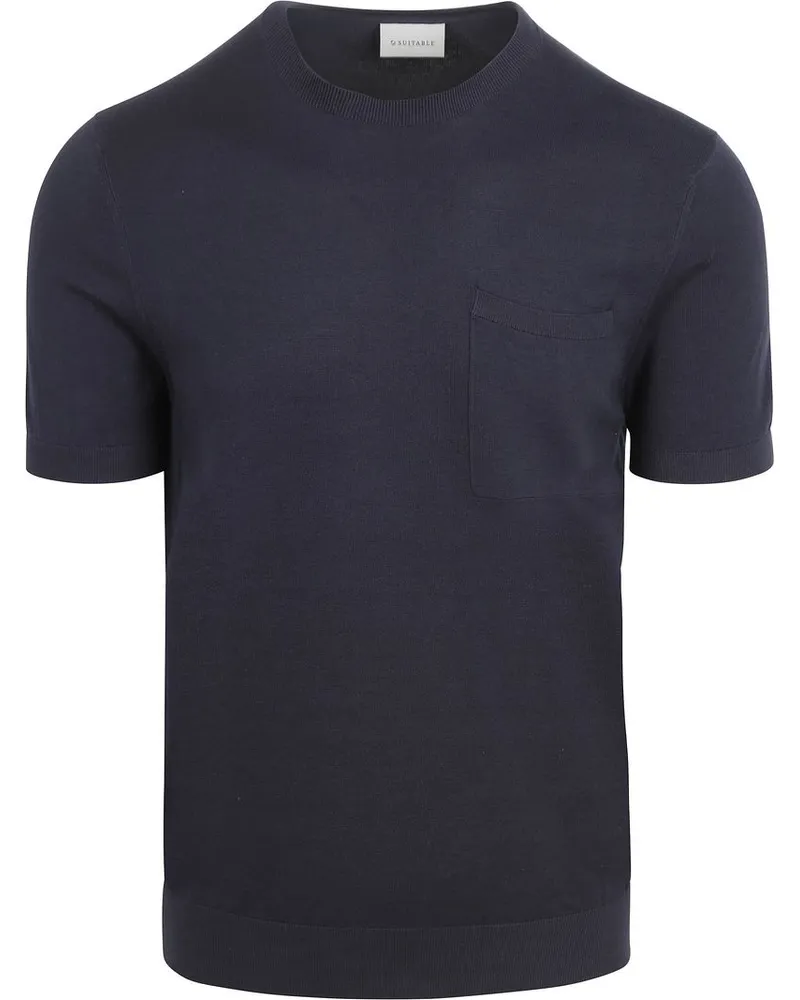 Suitable Knitted T-shirt Pocket Compact Navy Dunkelblau