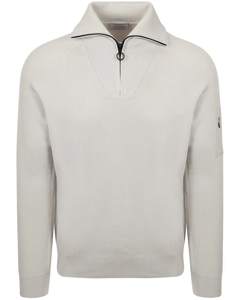 Suitable Half Zip Pullover Tias Cooldry Knit Greige Beige