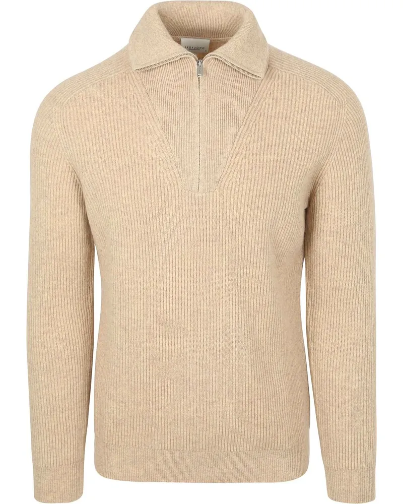 Profuomo Half Zip Pullover Wolle Sand Beige