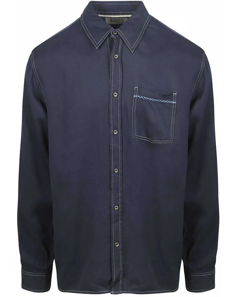 Scotch&Soda Hemd Solid Tencel Navy Dunkelblau