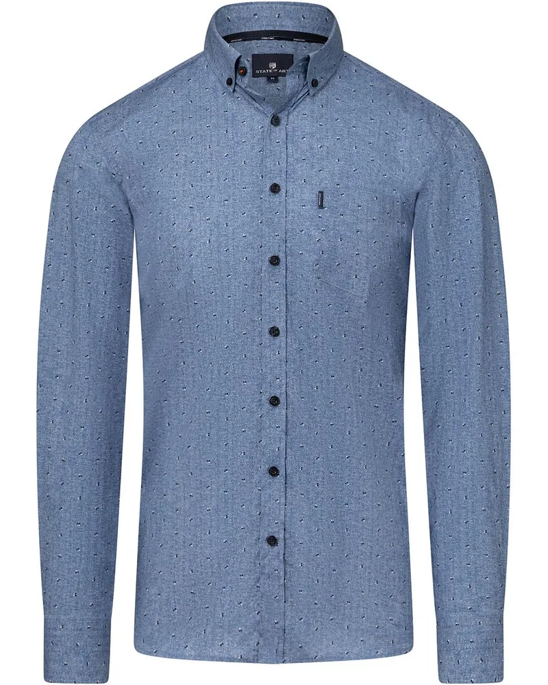 State of Art Hemd Druck Blau Blau