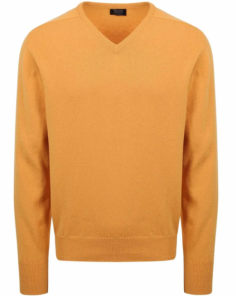 William Lockie V-Ausschnitt Pullover Lammwolle Gelb Gelb