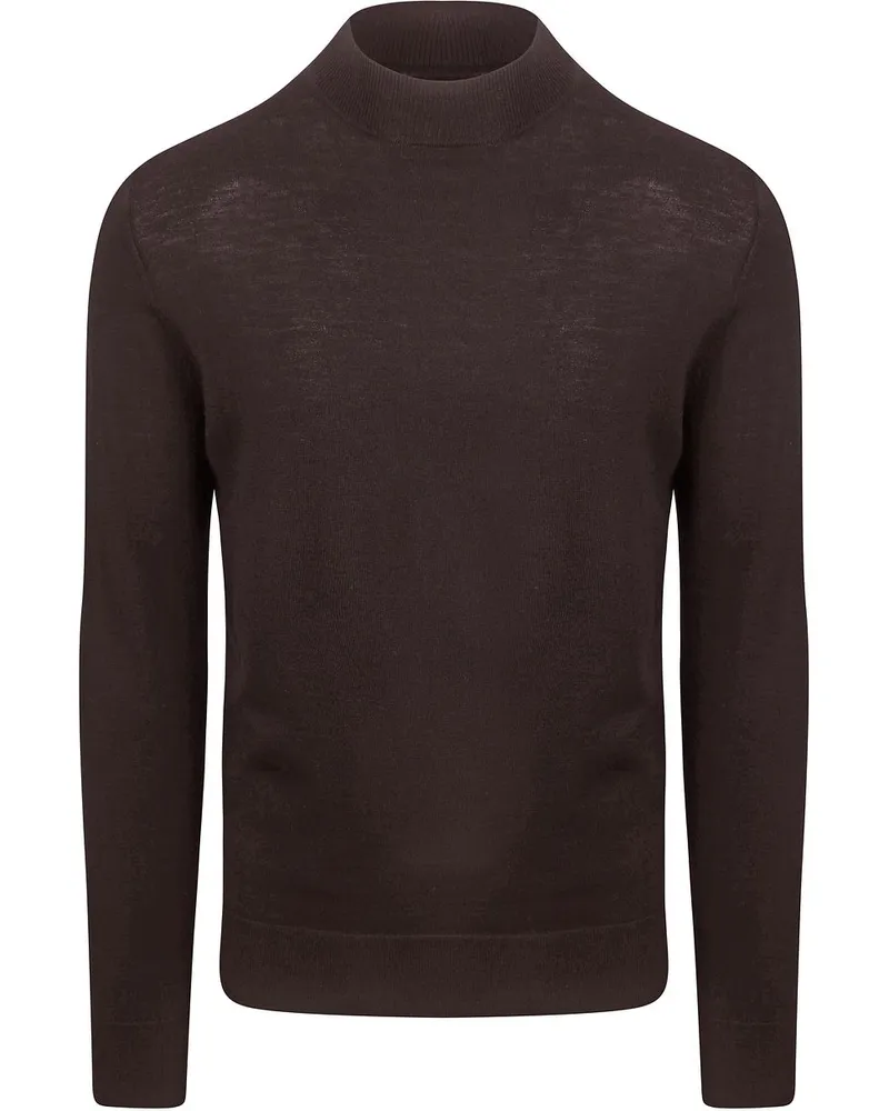 Profuomo Turtleneck Merino Pullover Dunkelbraun Braun