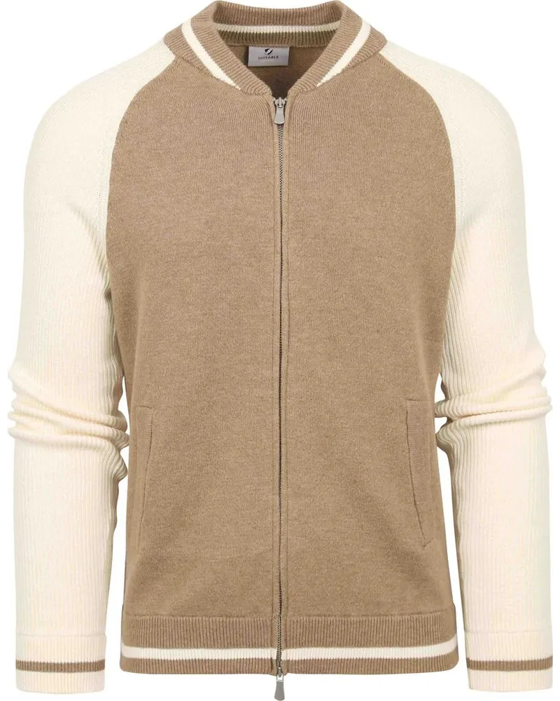 Suitable Strickjacke Max Varsity Woolmix Beige Beige