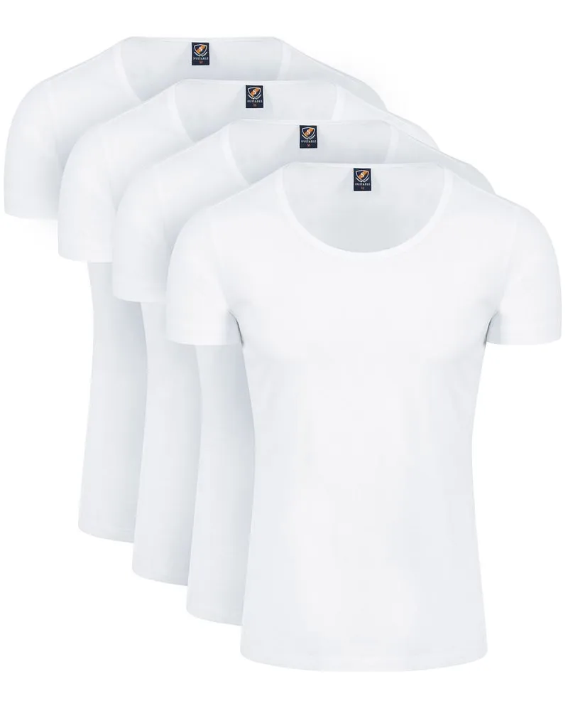 Suitable Otaru T-Shirt Breite Rundhalsausschnitt Weiß 4-Pack Weiß