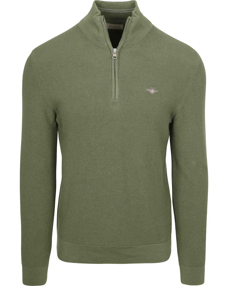 Gant Half Zip Pullover Micro Textured Grün Grün
