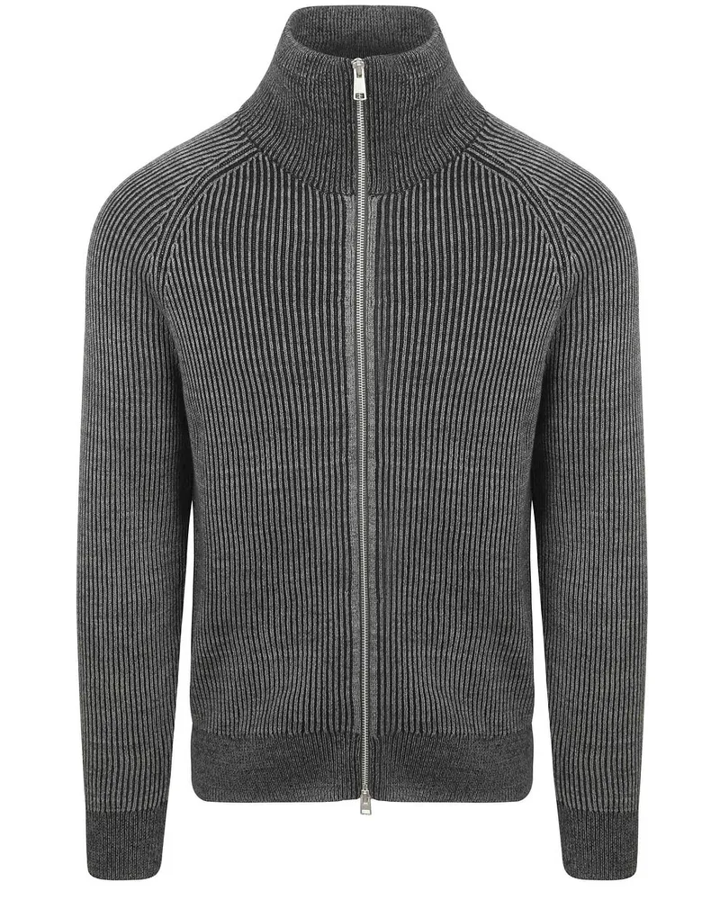 Marc O'Polo Strickjacke Rib Wool Mix Grau Grau