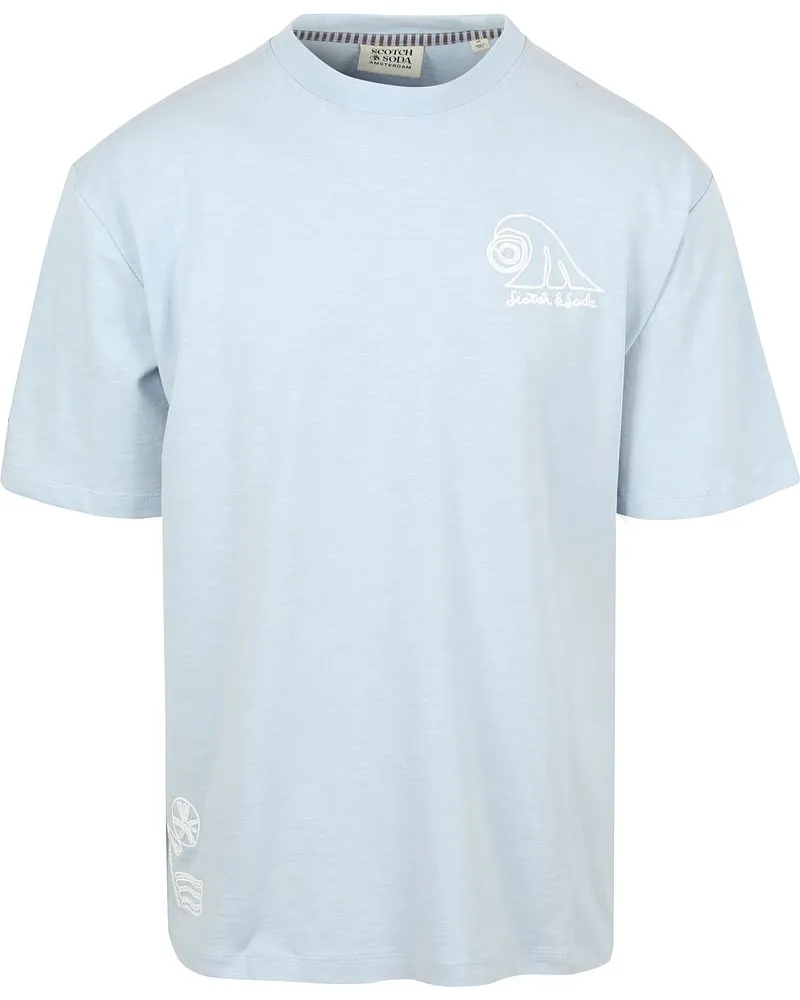 Scotch&Soda Slub Embroidery T-shirt Blue Blau