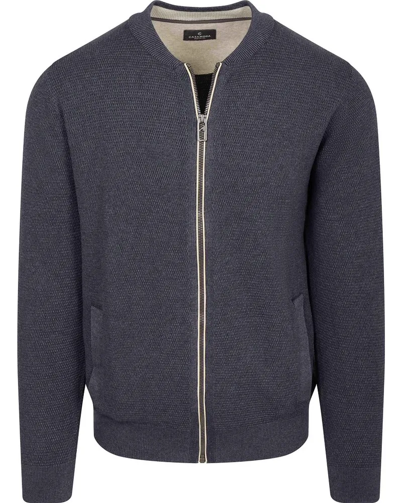 CasaModa Strickjacke Zip Structure Navy Dunkelblau