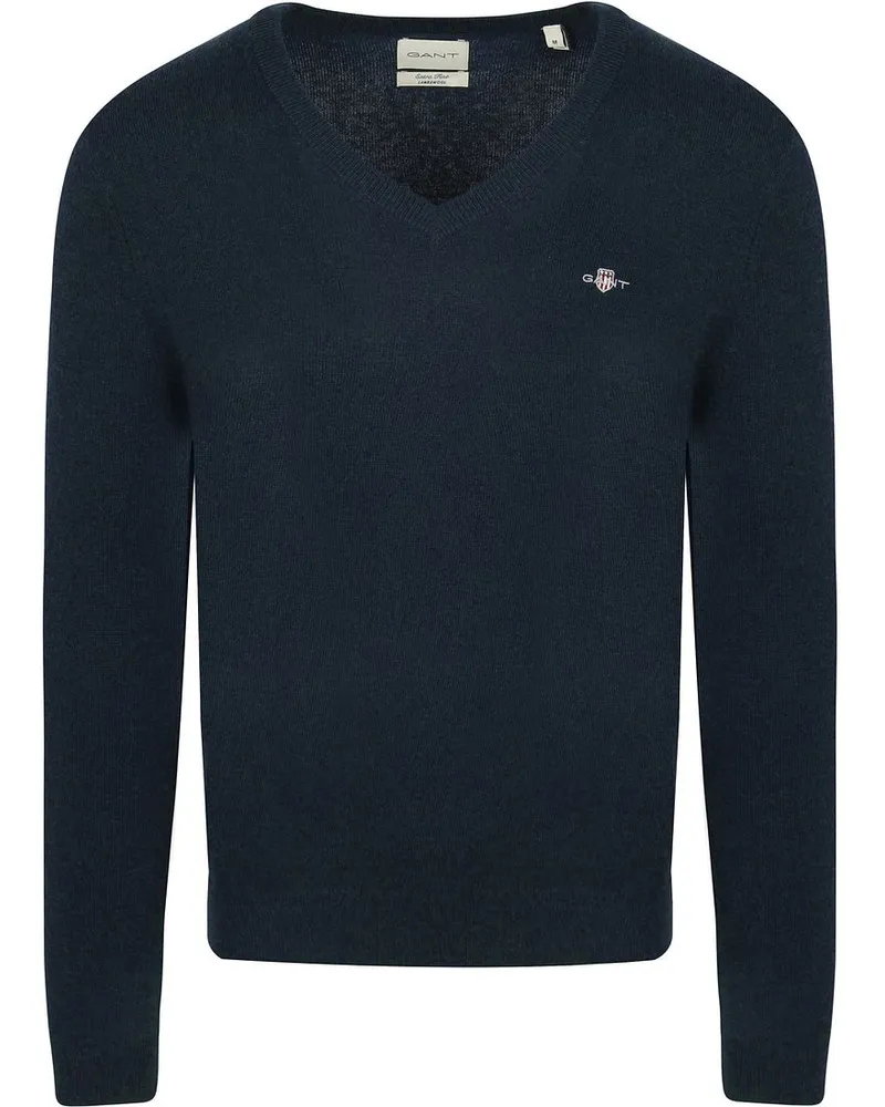 Gant Pullover V-Ausschnitt Wool Blend Navy Melange Dunkelblau