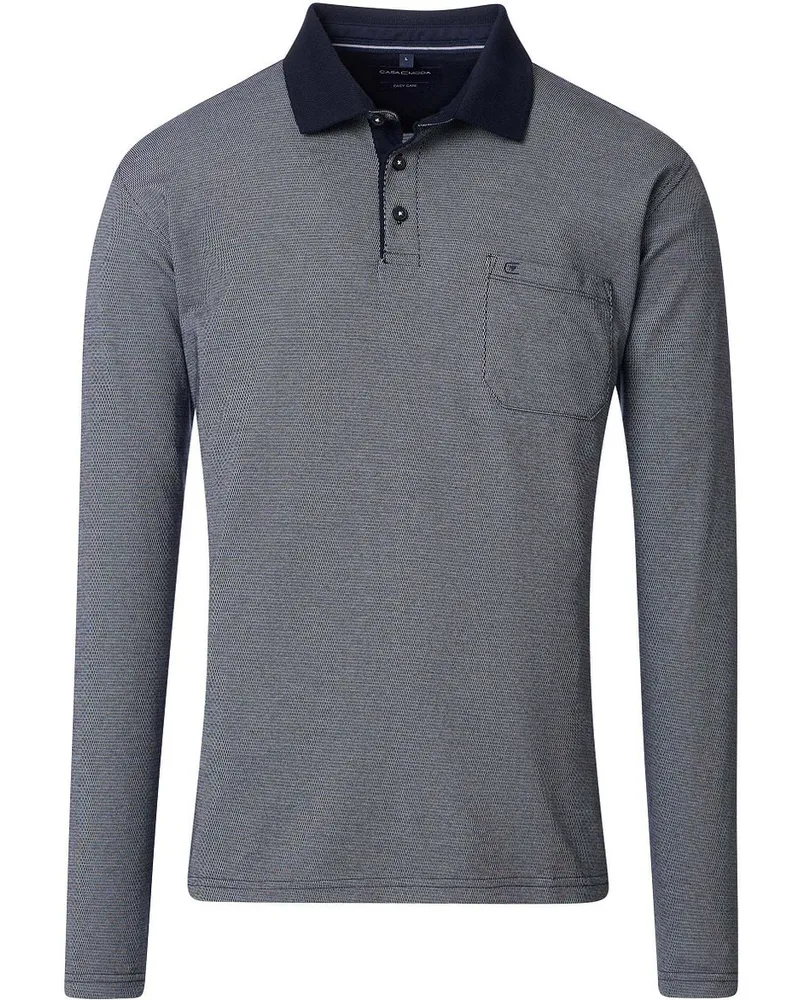 CasaModa Long Sleeve Poloshirt Structure Blau Blau