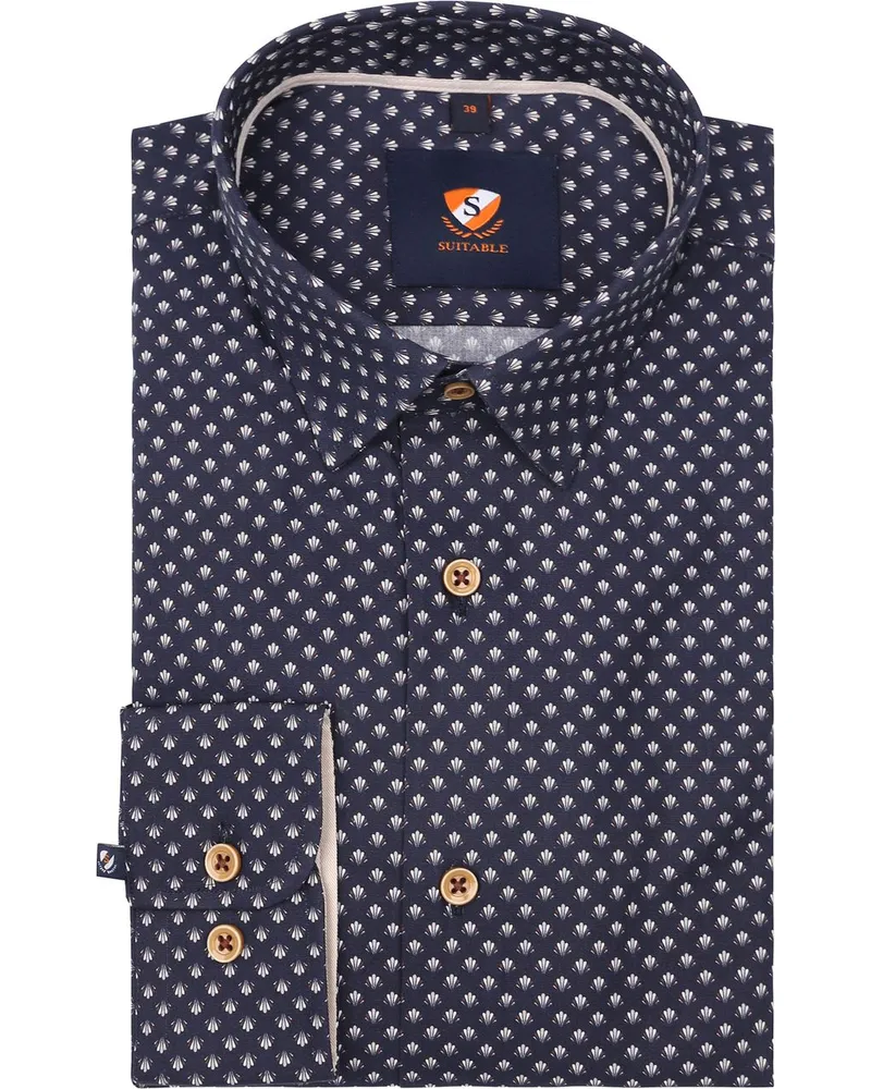 Suitable Freizeithemd mit Print Dunkelblau Dunkelblau