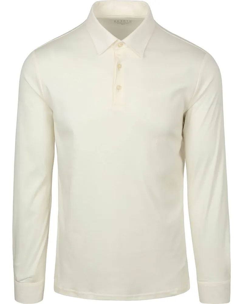 DESOTO Langarm - Longsleeve Poloshirt Essential Off White Wollweiß