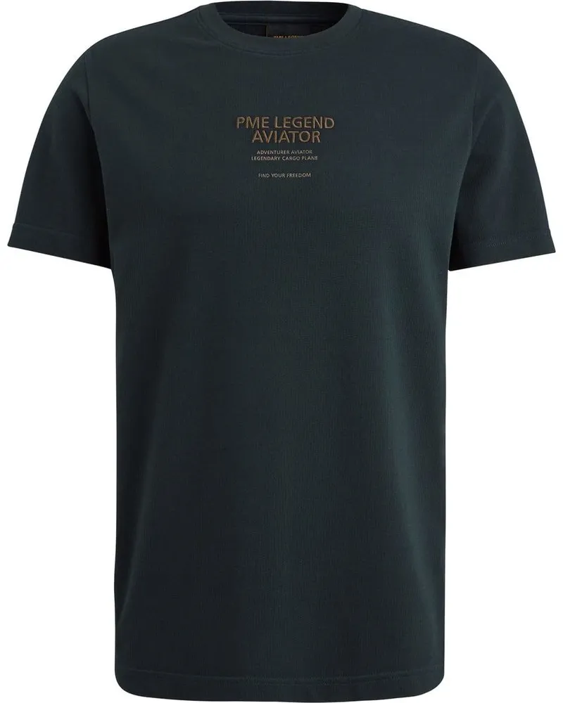 PME Legend Single Jersey T-Shirt Textured Navy Blau