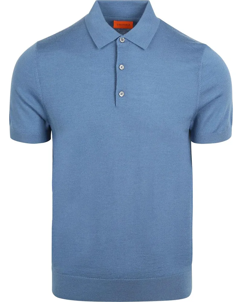 Suitable Poloshirt Merino Wolle Blau Blau
